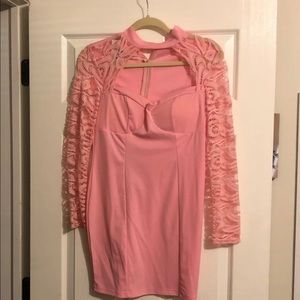 Pink long sleeve mini dress